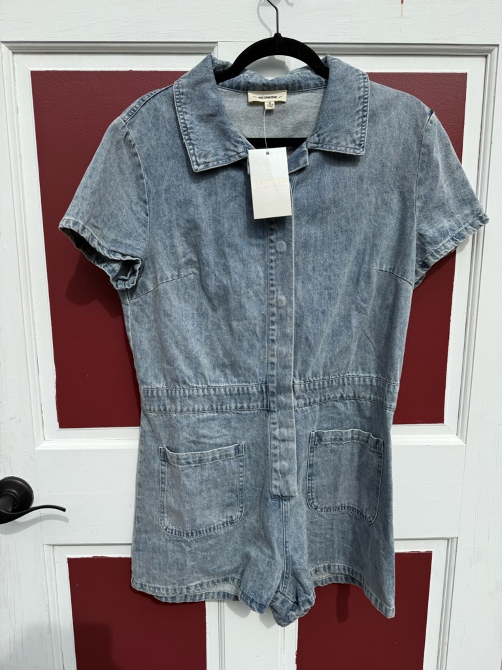 NWT ee:some Light Wash Denim Short Romper